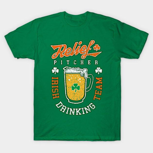 Irish Drinking Team Relief Pitcher St. Patrick's Day Beer T-Shirt by Grandeduc